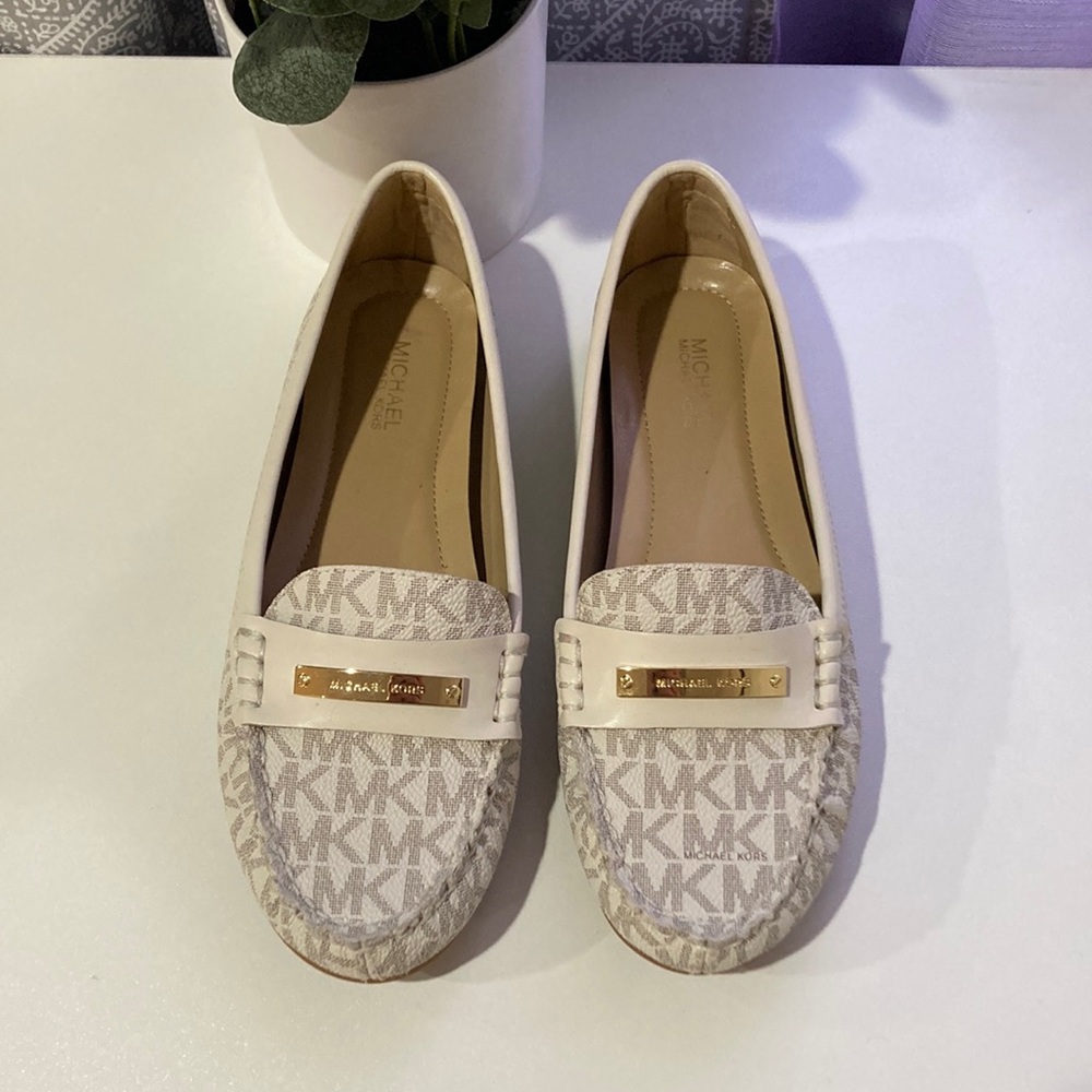 Michael Kors Everest White and Gold Loafer